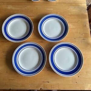Blue FARMSTEAD TICKING Ralph Lauren, 4 Dinner plates